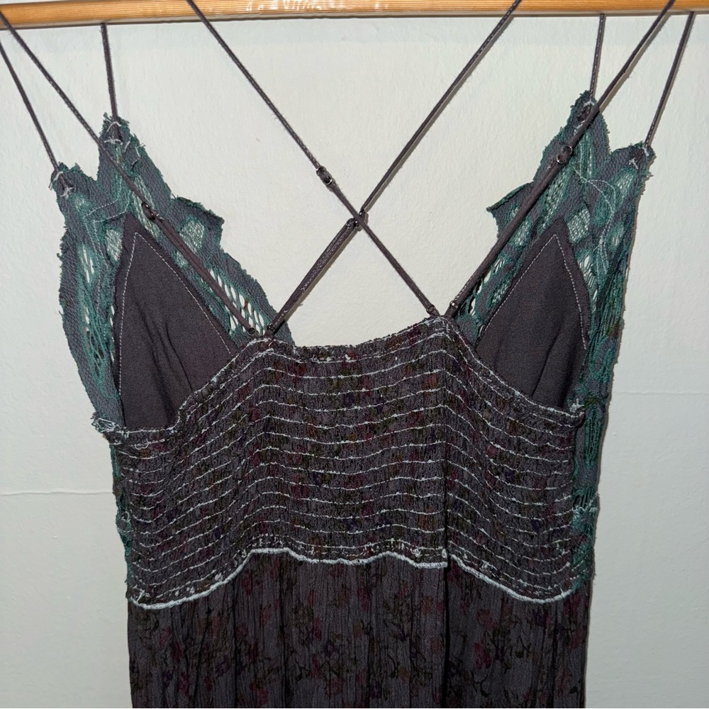 Free People Adella Slip Dress Floral Asymmetrical Short Dress Lace Ruffle - Picture 9 of 9